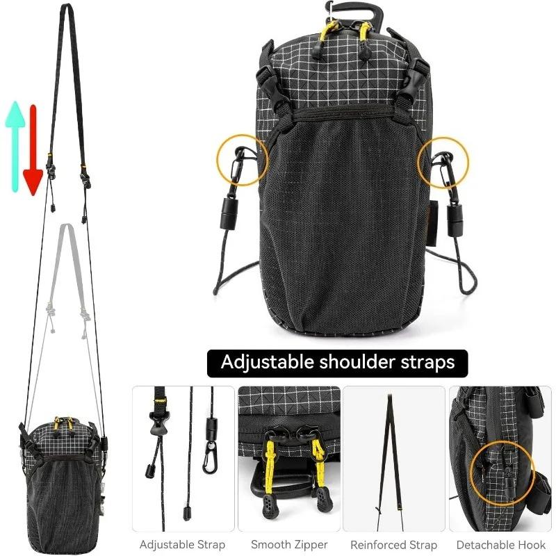 Water Bottle Holder Bag Phone Pocket And Quick-Adjust Strap Waterproof 420D Nylon For Cycling Hiking Camping Essentials