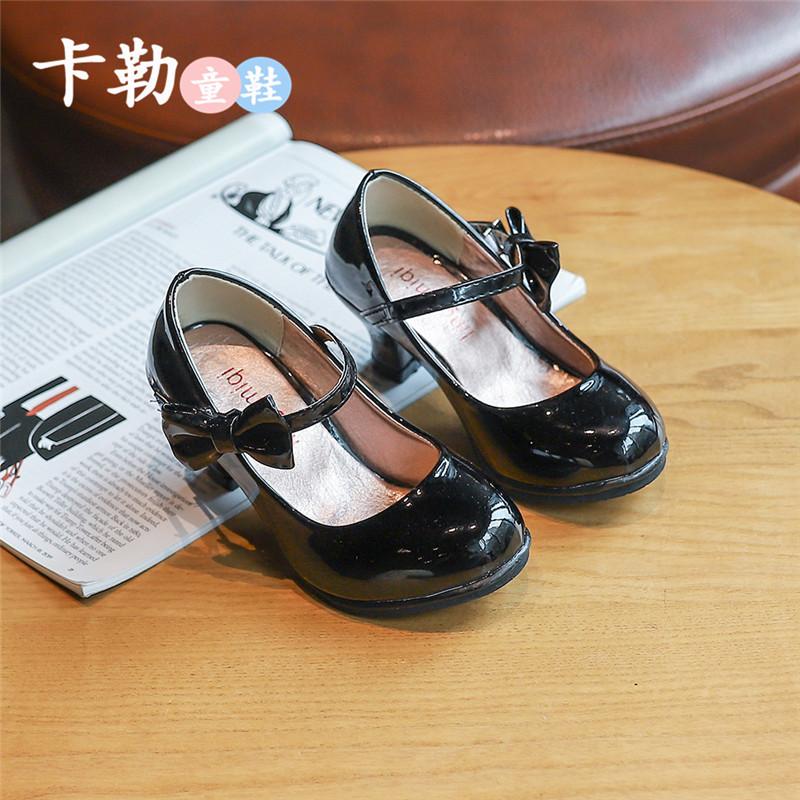 

Модные кожаные туфли для девочек, осенние босоножки с бантом, 2025, новая детская обувь, туфли на высоком каблуке, милые сандалии принцессы для девочек, подарок для вечеринки, ПУ 28(Insole18cm) чёрный