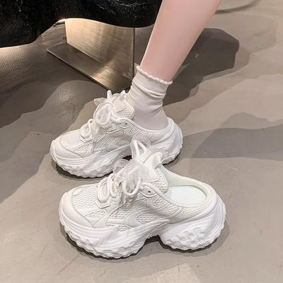 Tire Sole Dad Shoes Women's Heelless Bag Head Half Slippers New Platform Sports Casual Shoes Tide
