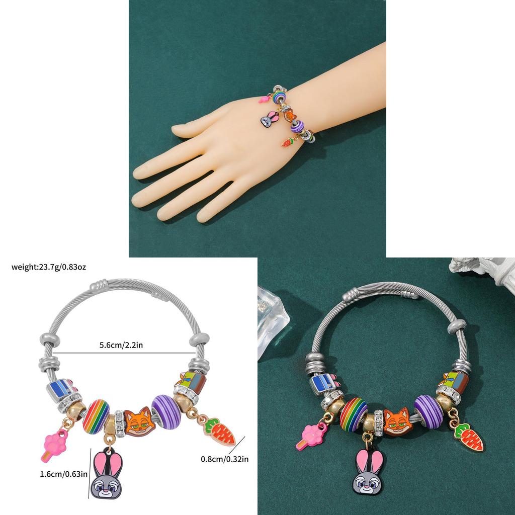 Zootopia Cartoon Animal City Jewelry Heart Shape Charm Bracelet For Travel Gift