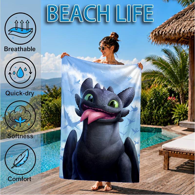 Dragon Taming Adventure Beach Towel, Super Soft Microfiber, Perfect Gift for Her/Him, Birthday, for Pool, Beach, Travel, Decor Beach Party