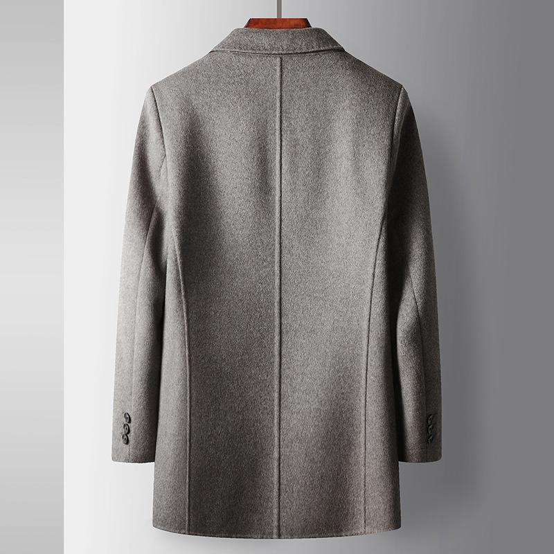 Autumn and Winter Medium and Long Lapel Youth Business Duck Down Warm Double-sided Tweed Trench Coat