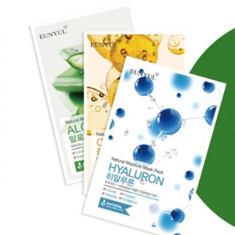 Eunyul Natural Mask Pack 15 Sheets  Aloe 5 Sheets+collagen 5 Sheets+hyaluron 5 Sheets   460 Won Per Sheet 