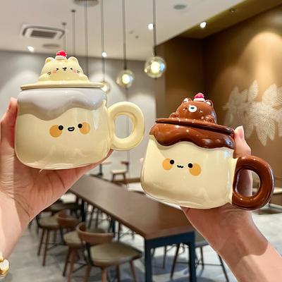 Tazza da caffè in ceramica a forma di budino, carina e di alto valore, è una tazza particolarmente bella per ragazze e coppie, tazze da caffè, regali di compleanno