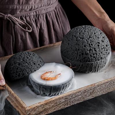 Industrial Style Planetary Shaped Plates and Bowls, Micro Cement Meteorite Round Tableware and Plates, Japanese Tableware Set