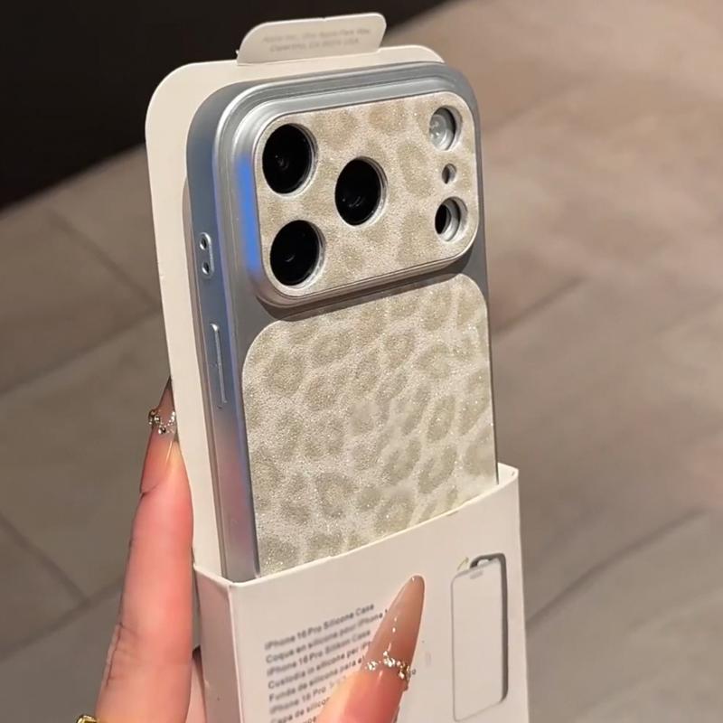 Carcasă de Lux cu Model Leopard Strălucitor pentru iPhone 17 Air 16 15 14 13 Pro Max Placată Strălucitoare Rezistentă la Șocuri Capac Dur pentru Cameră Mare