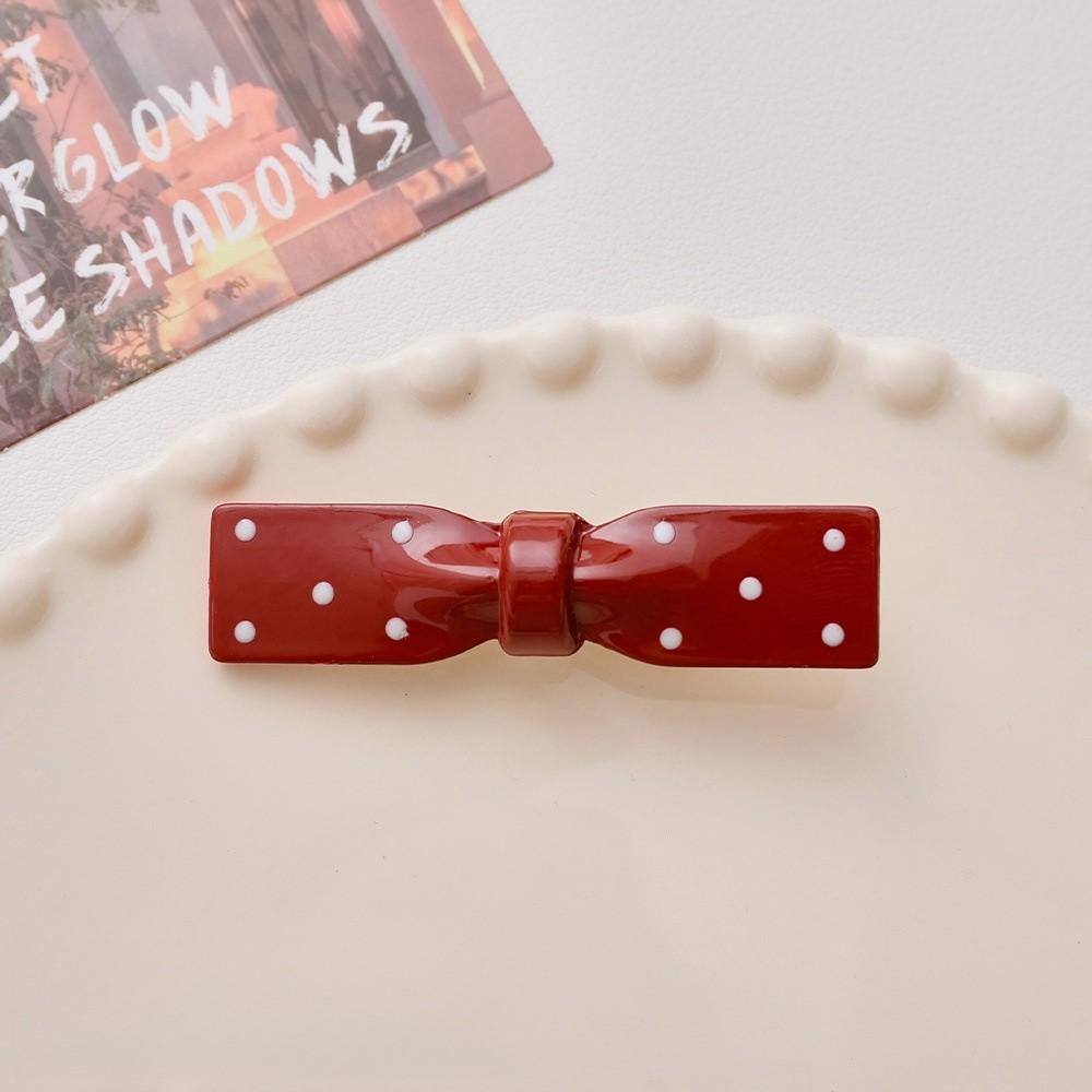 Polka Dot Bow Hair Clip Female Angora Red Can Duckbill Clip Sweet and Versatile Hair Accessories