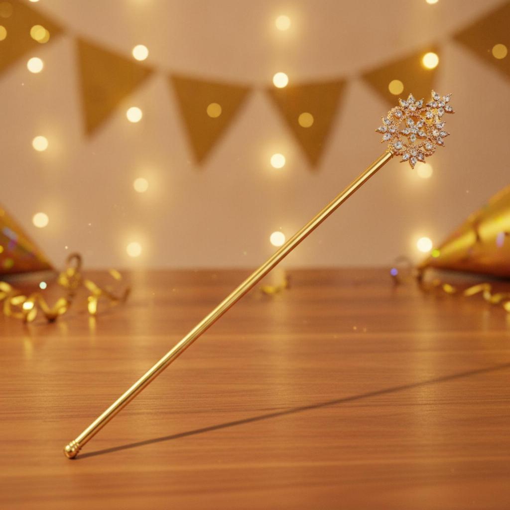 Golden Sorcery Sorcerer's Rod Ornate Star StarTopped Sparkling Costume Prop for