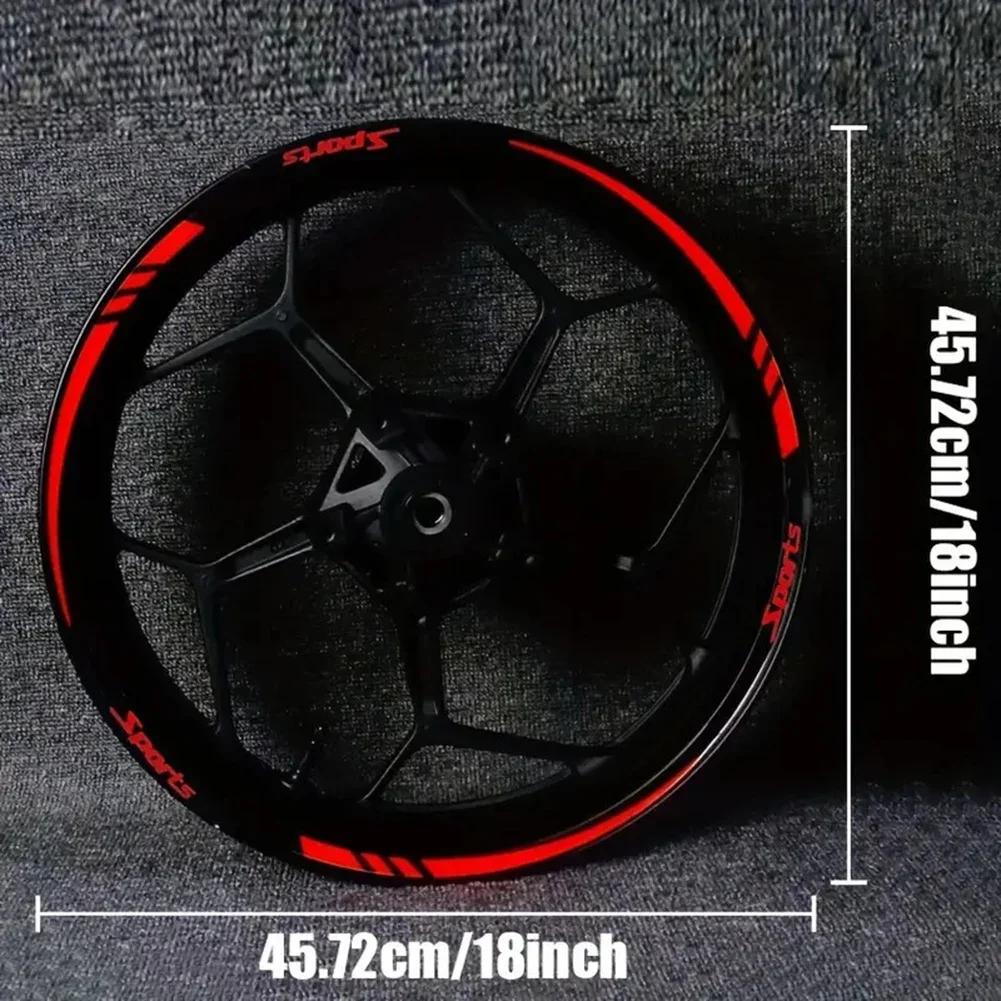 12pcs/kit Motorcycle Bicycle Red Wheel Rim Stripe Wheel Decal Tape Sticker 18-21Inch Sport Rims Stripe Wheel Decal Tape Sticker