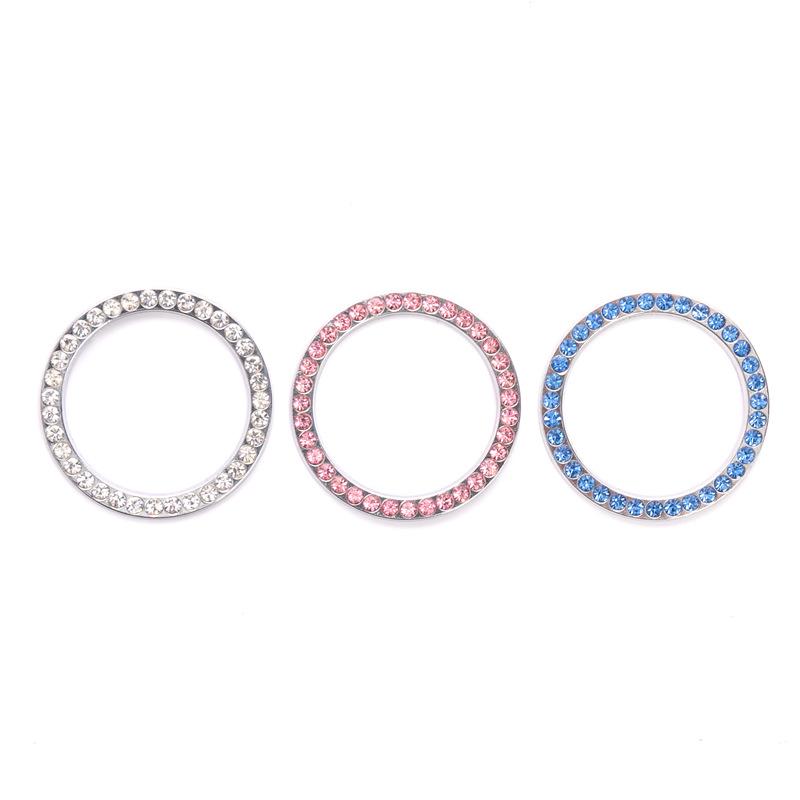 Car Accessories One-Click Start Button Decorative Ring Handmade Embedded Diamond Crystal Ignition Circle Decal Start Key Ornamen