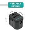 Adaptateur de voyage - OVERMUST - FOVMTA17869 - Prise universelle - 2 ports USB - Compact et léger