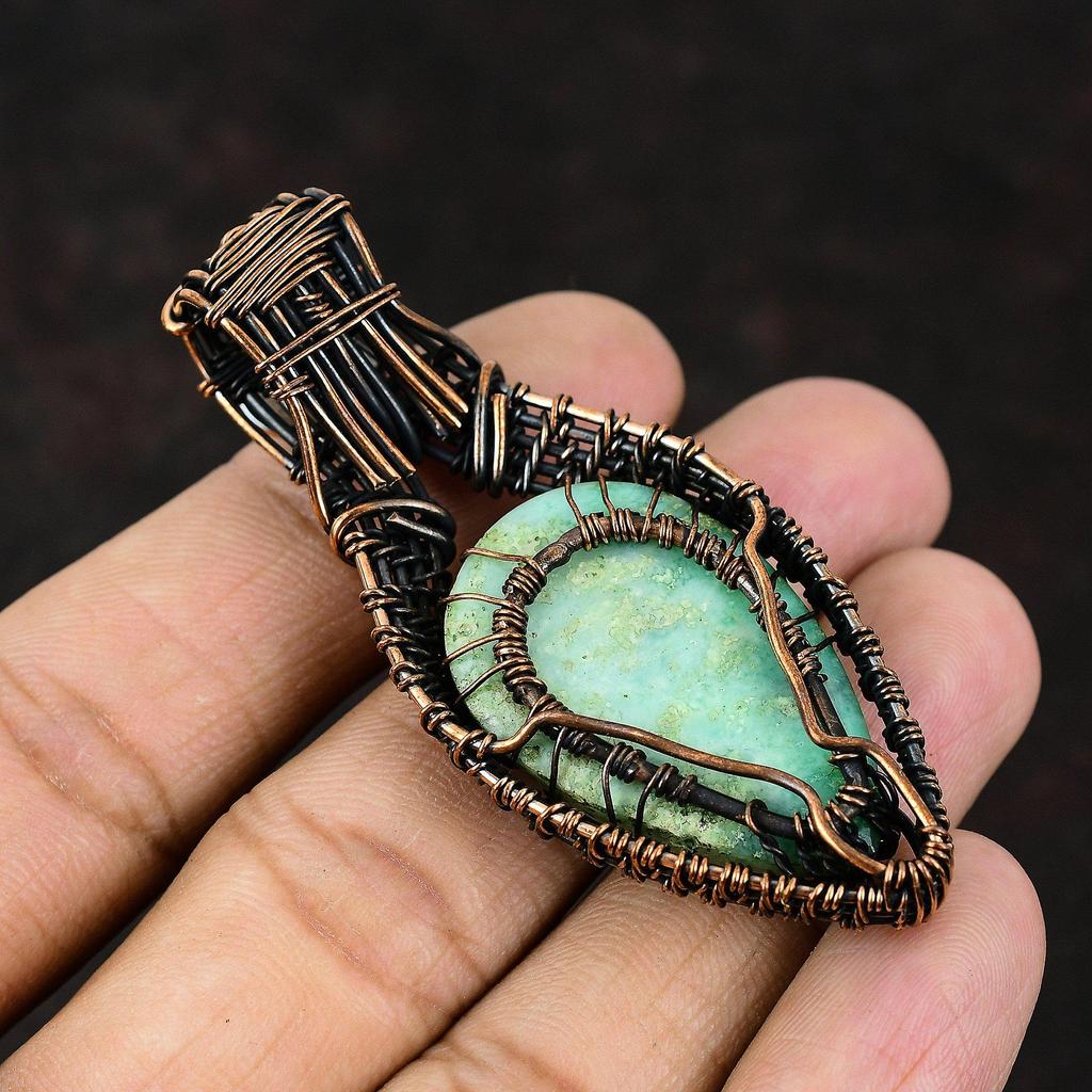Tree Of Life Chrysoprase Copper Pendant Wire Wrapped Jewelry Gemstone Copper Jewelry Rainbow Moonstone Jewelry Gift For Her Antique Jewelry