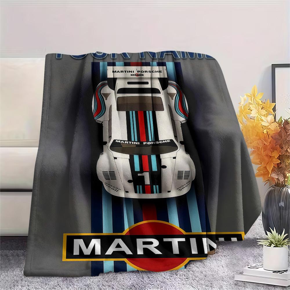 1PC Custom Name Martini Racing Patterned Flannel Blanket Suitable For All Seasons for Home Decor Warmth and Comfort Gifts Holiday Present -HE77