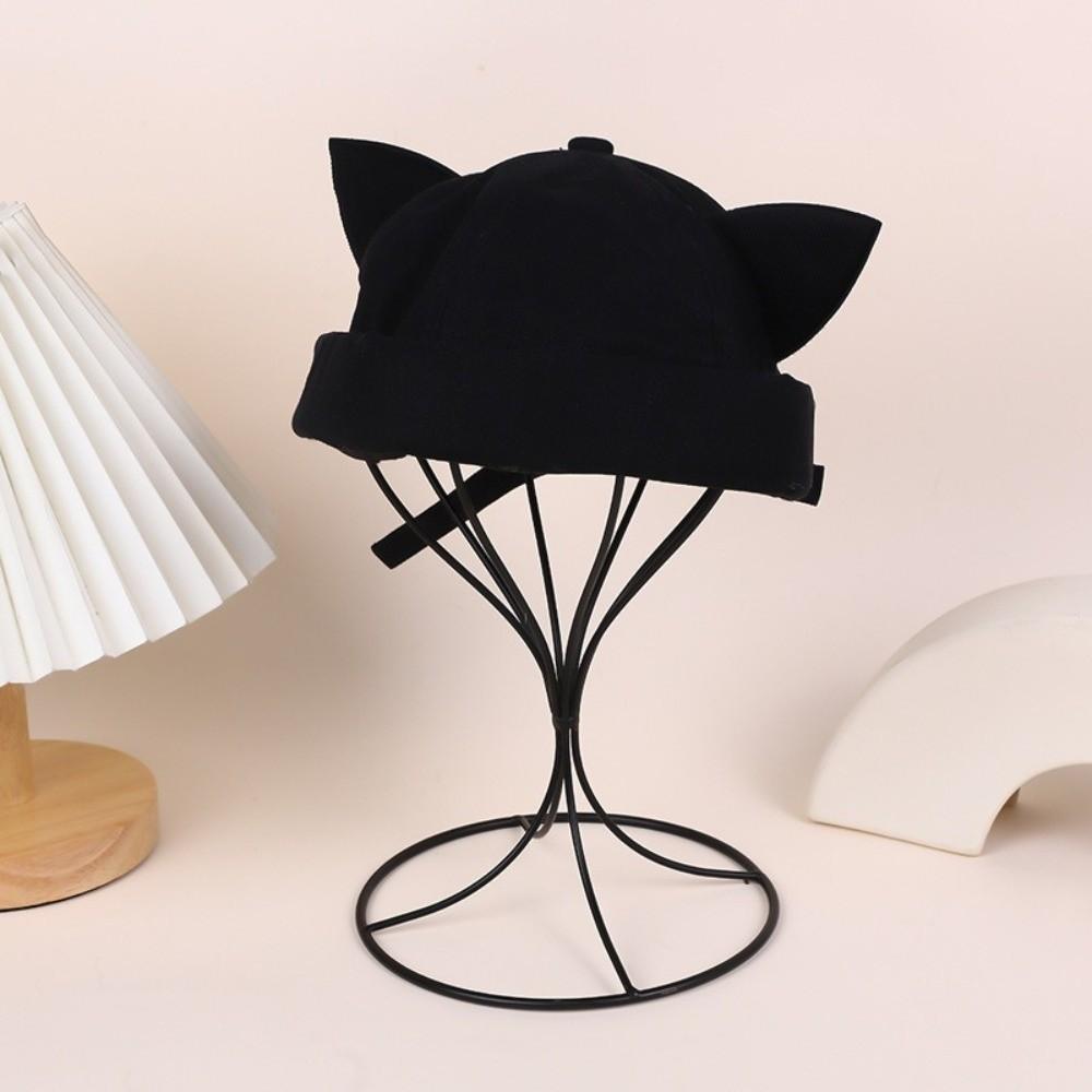 Adjustable Cat Ears Brimless Hat Cute Woman's Landlord Hat Simple Bucket Cap Casual Wear