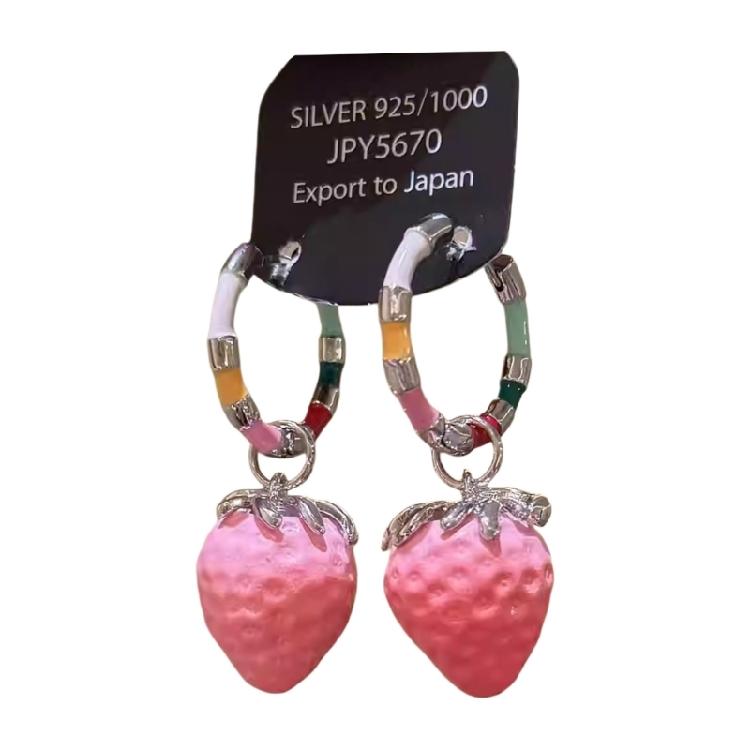 

Strawberry Earrings Fashion Accessories Metal Craftsmanship Unique Ear Jewelry Alloy Texture Suitable for Daily Outfits 1