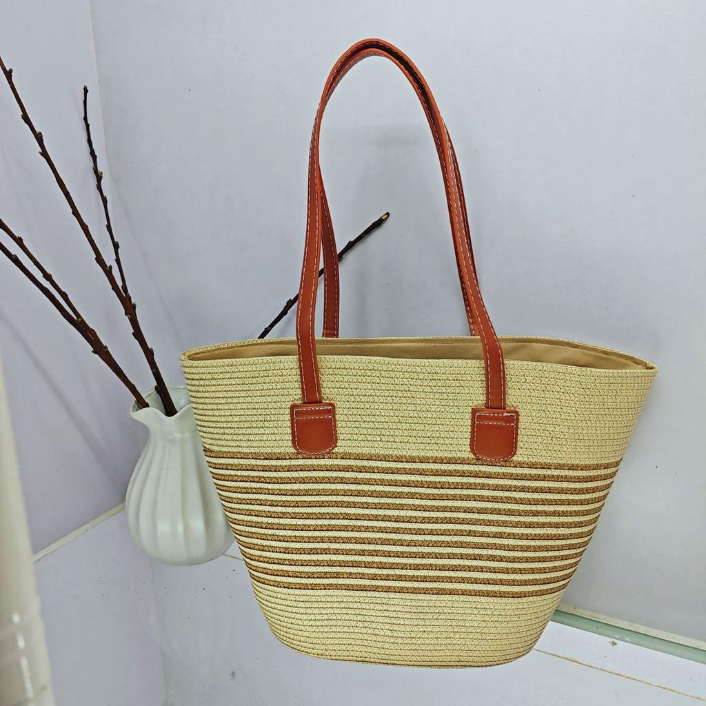 Strohtasche Damen Sommer Rattan Tasche Tragetasche Wind Schulter Strandtasche Nische Literarisch Neu