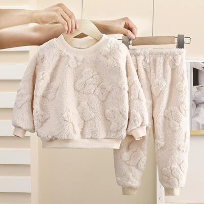Children's Pajamas Set Flannel Warm Autumn and Winter Boys Thickened Home Service Baby Plus Velvet Clothes Clothing Children's Clothing