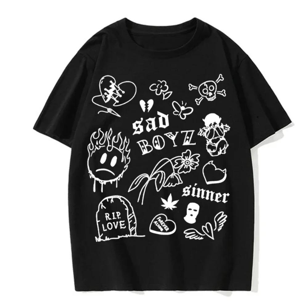 Men's Summer T-shirt Fun Graffiti Fashion Casual Hip Hop Street Style Round Neck T-shirt Men's Short Sleeves