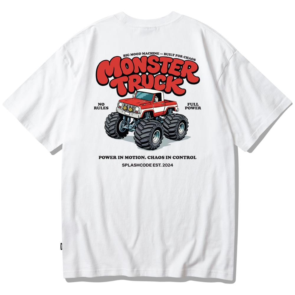 Seupeullaesikodeu White Short Sleeve T-Shirt - Monster Truck