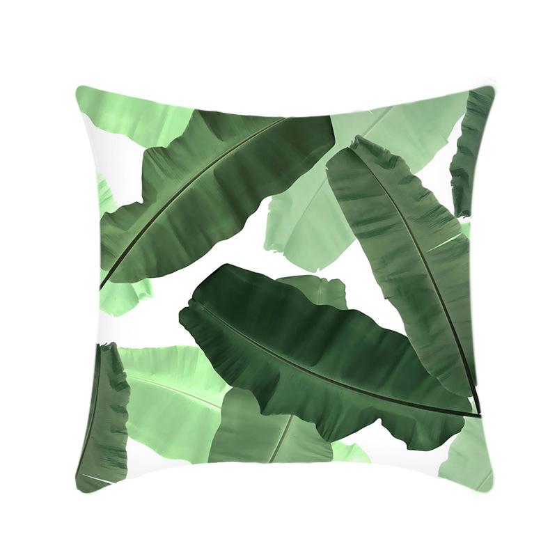 New Nap Pillow Green Leaves Sofa Plush Pillow Case Home Summer Cushion