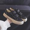 Fashion Black Canvas Sneakers Skate Shoes for Women Hook and Loop Suede Casual Shoes Girls Sneaker Tenies Zapatillas Hombre