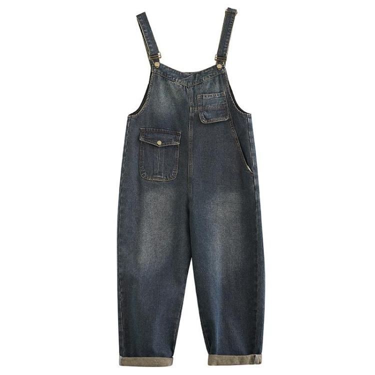 Women Elastic Long Pants Spring Denim Overalls Loose Casual Trousers Plus Size Basic Jeans
