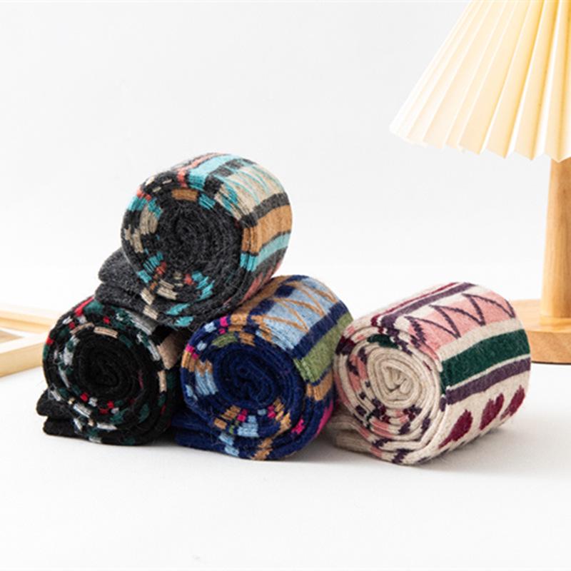 Chaussettes chaudes en laine pour femmes japonaises, longueur genou, pour l'automne et l'hiver