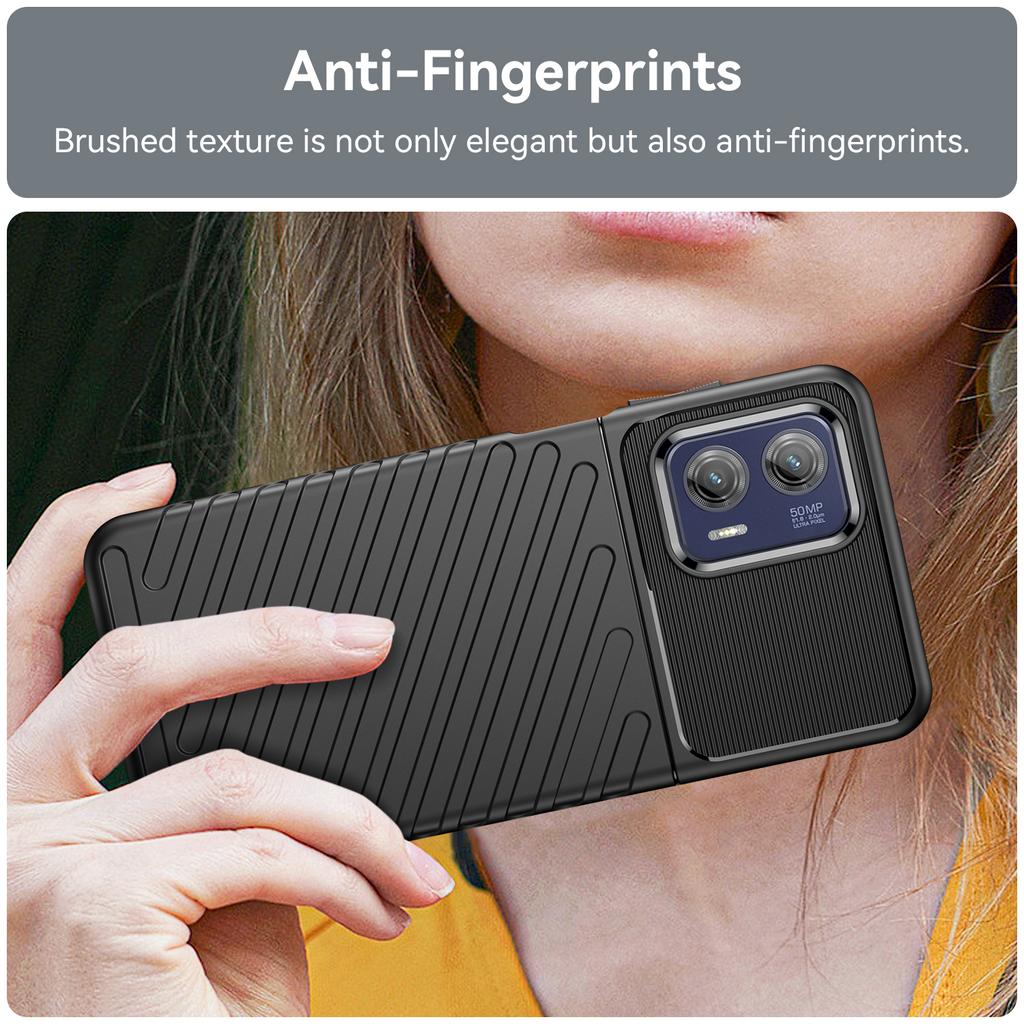 For Motorola Moto G73 5G Thunder Series Shockproof TPU Phone Case Thickened Twill Texture Cell Phone Case