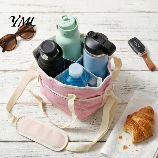 Heavy Duty Beverage Tray for Cups Drink Pouch with Adjustable Strap, Reusable Waterproof 4 Cup Carrier Sturdy Car Seat Holder, Foldable Portable Caddy