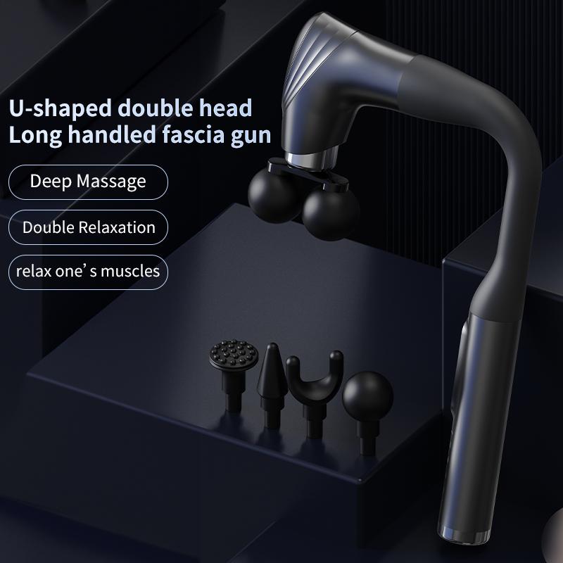 Portable Long-Handle Handheld Deep Tissue Massager Fascia Gun with Adjustable Speed Percussion for Body Neck Back Leg