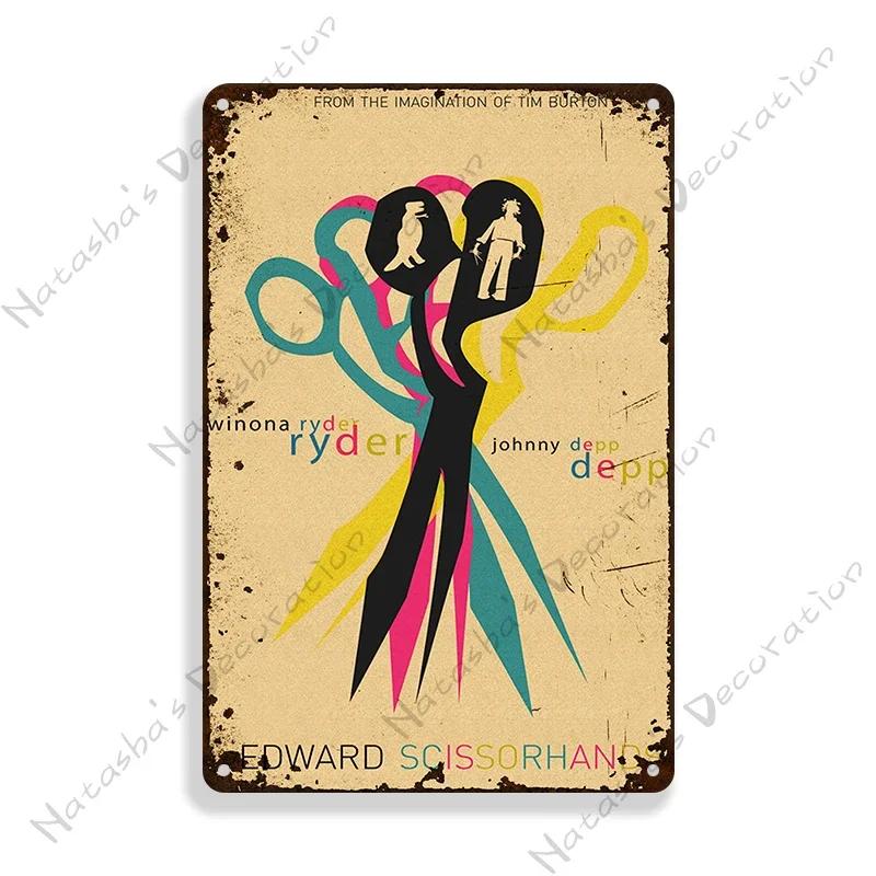 Edward Scissorhands Old Movie Metal Poster Decorative Plate Bar Wall Metal Tin Sign Metal Signs Home Wall PlatePlaque