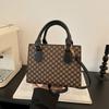 New Retro Texture Casual Simple Plaid Fashion Shoulder Crossbody Portable Small Square Bag Woman