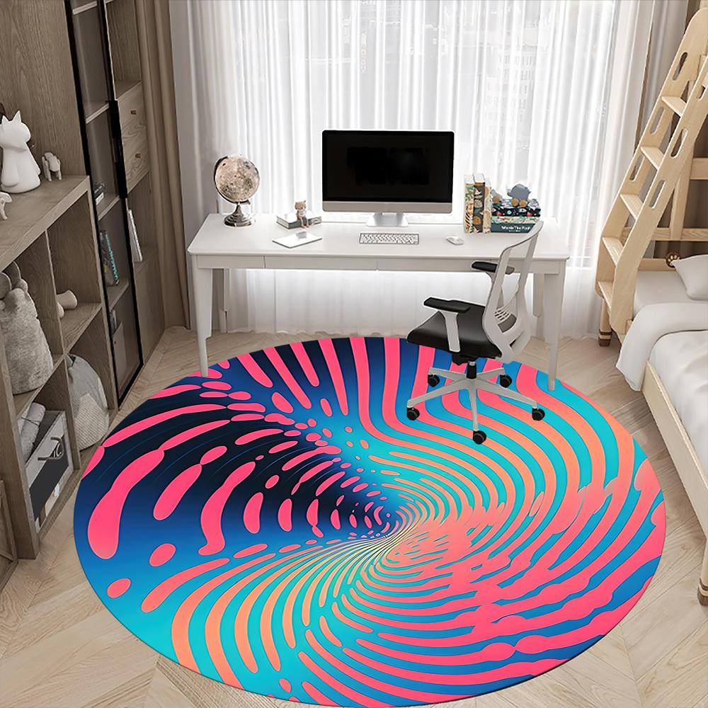 1pc Vortex Waves Office Round Area Rug,  Mat Suitable ForOffice, Under Office Chairs Bedroom Living Room Home Decor, Room Deco