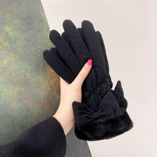 Women Waterproof Ski Gloves Windproof Fleece Lined Thermal Touchscreen Gloves Winter Warm Gloves with Fuzzy Cuffs for Snowboarding Hiking Snowmobiling