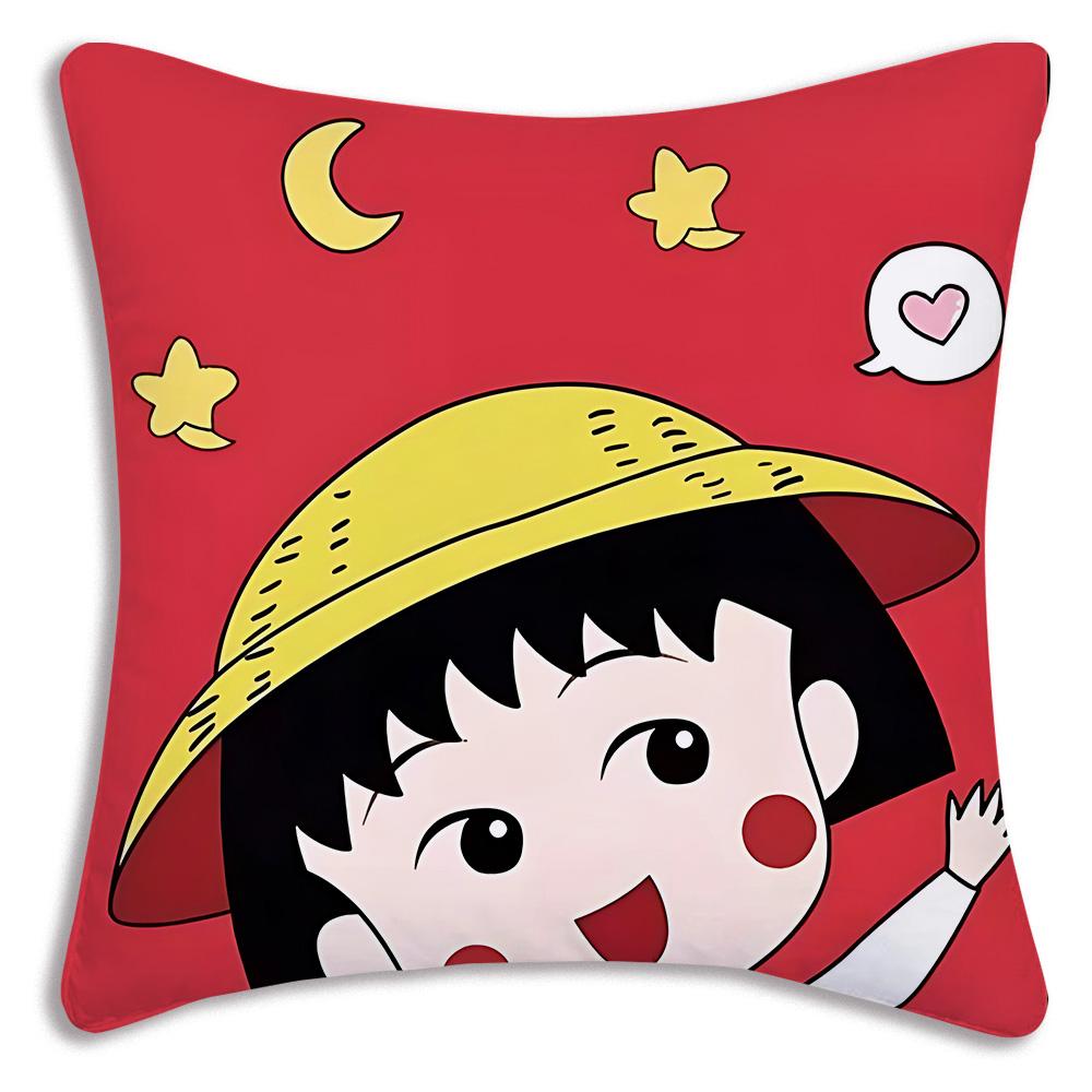 Anime Chibi M-Maruko-chanS Povlaky na polštáře Kreslený Dekorativní na pohovku Domácí Oboustranný tisk Krátký plyš Roztomilý povlak na polštář