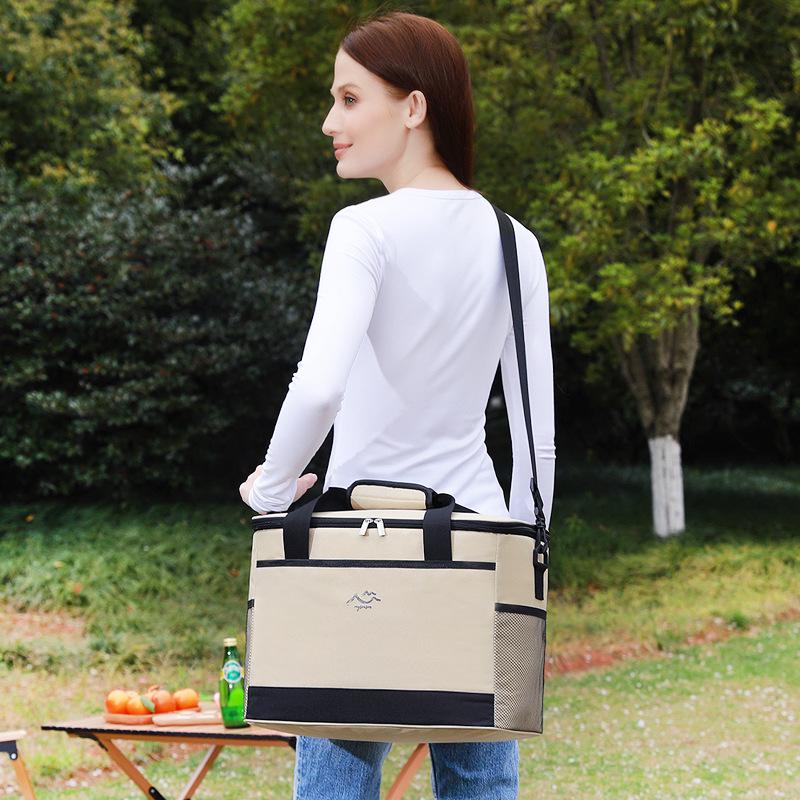 Large Capacity Insulated Picnic Bag - Portable, Square Design, Crossbody & Handheld for Outdoor Camping and Lunch