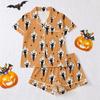Women's Halloween Pajama Set with Short Sleeve Button Down Shirt and Shorts
