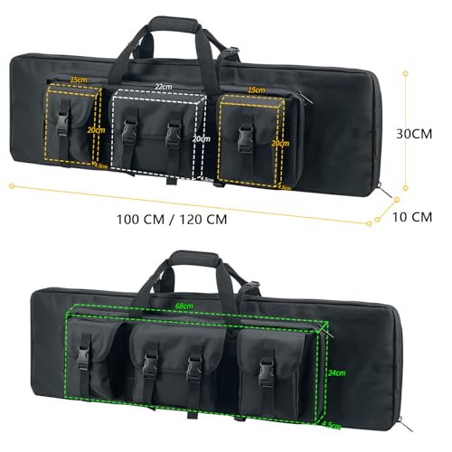 Sutekus Airsoft Storage Case, Fits Double Guns, Double Gun Case, Rifle Case, Airsoft, Nylon, 2-Way, Hidden Shoulder Strap, Large Capacity Storage, Lar