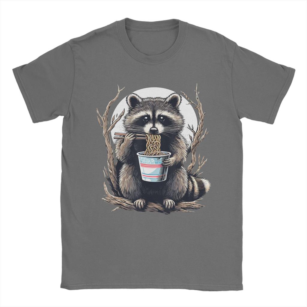 Raccoon Eating Instant Noodle Cup Funny Gifts For Women Unisex T Shirt Summer Cotton T Shirts For Adult Pattern Tee Shirt Clothing