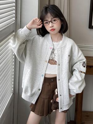Herbst 2025 Mädchen Koreanischer Stil Vielseitige Baseball-Strickjacke