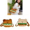 Soft Velvet Hamburger Bear Crossbody Bag With Embroidery For Daily Use