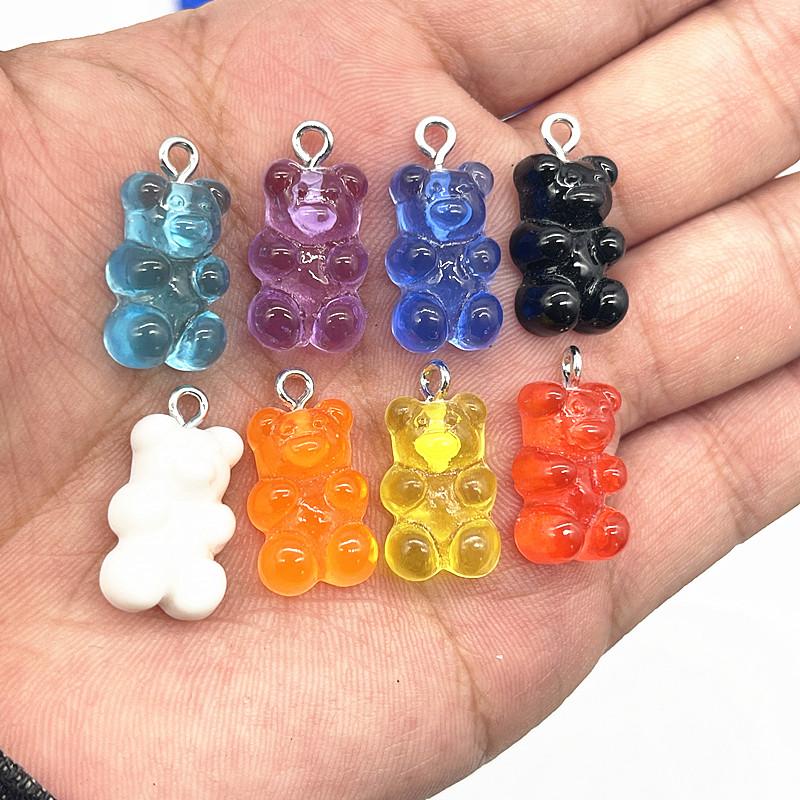 10Pcs Candy Bear Pendant Charms for Necklace Bracelet Earrings Jewelry Making Diy Findings Resin Bears Christmas Making