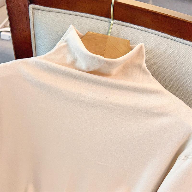 Plus-Size Women's Double-Sided Fleece Thermal Base Layer with Half-High Collar (200-300 Jin)