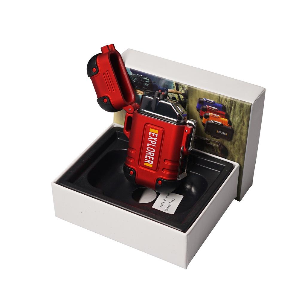 Outdoor Camping Waterproof Windproof Type-C Rechargeable Lanyard Lighter F37