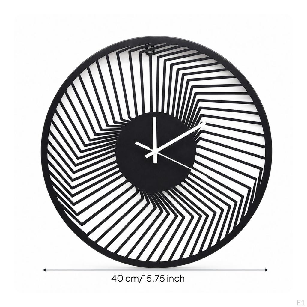Metal Wall Clock Openwork with Noiseless Mechanism Modern for Living Room, Bedroom, Entryway