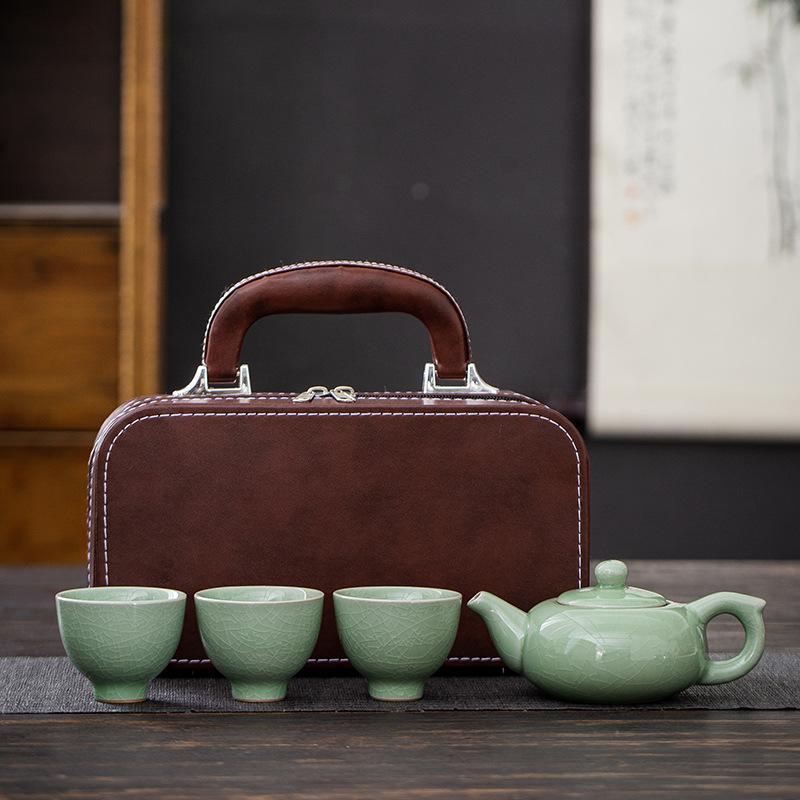 Simple travel tea set Portable outdoor kung fu tea set Ceramic tea set Business express cup gift