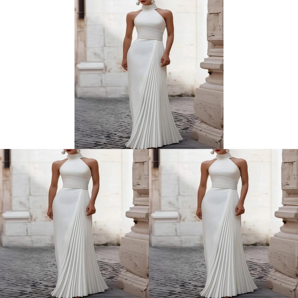Elegantes Vintage-Kleid für Damen mit Rüschenfalten für Hochzeitsfeiern