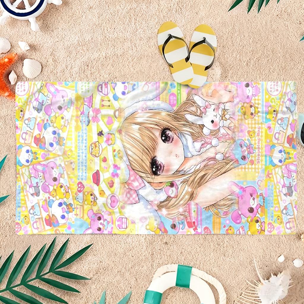 Vintage Anime Girl Beach Towel Quick-drying Super Absorbent Suitable for Swimming Beach Vacation Pool Gym Summer Gift for Friend