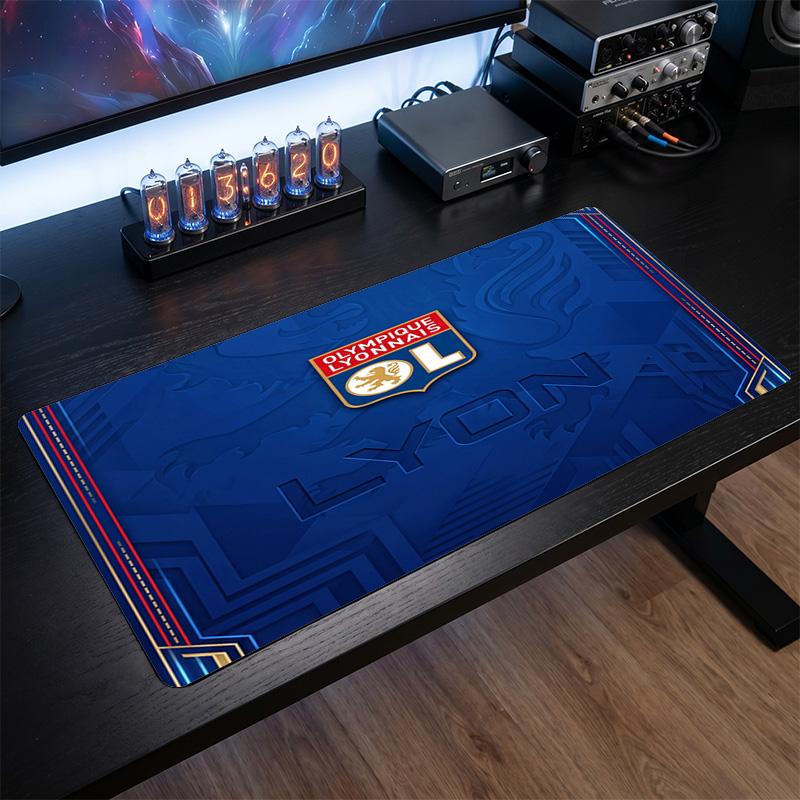 Lyon FC Theme Pattern Mouse Pad, Soccer Logo Design XXL Gaming Desk Mat Non-Slip Computer Mouse Pad