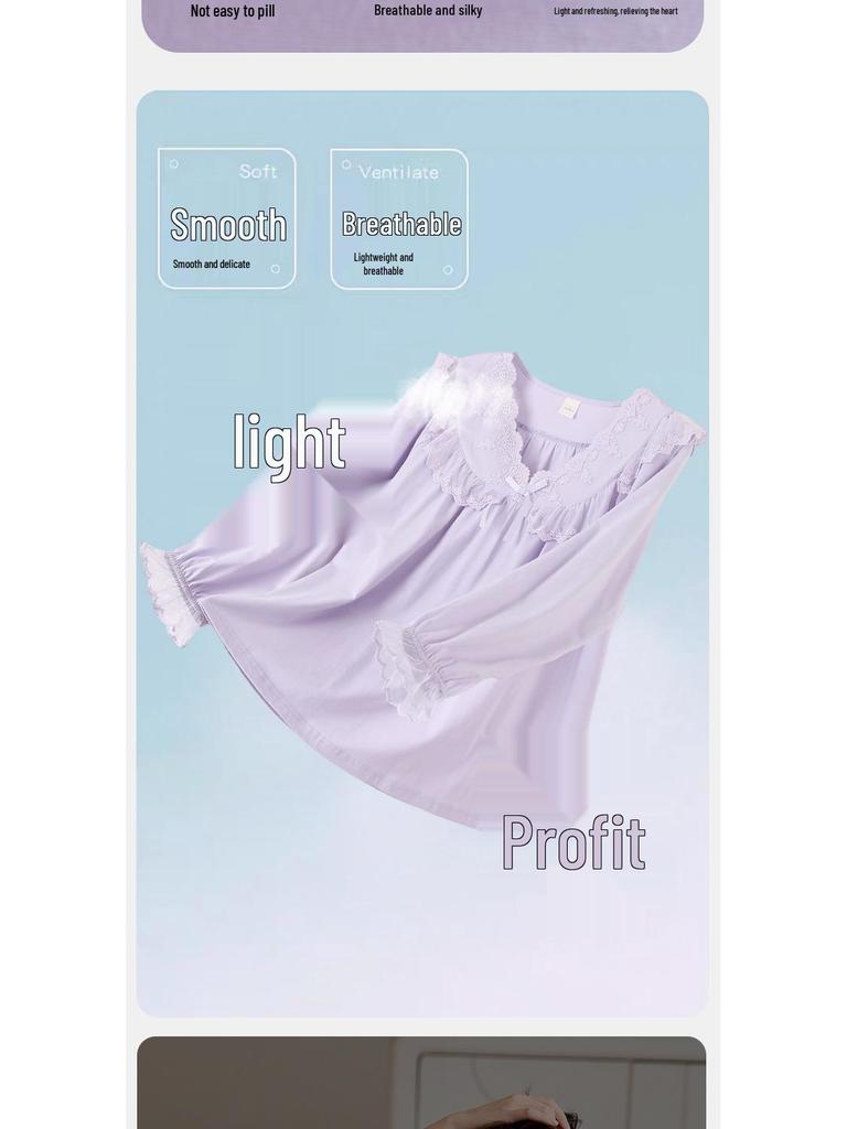 Women's Long Sleeve Modal Cotton Pajamas - Thin, Plus Size Home Wear for Middle-Aged Moms, Ideal for Spring, Autumn, and Winter